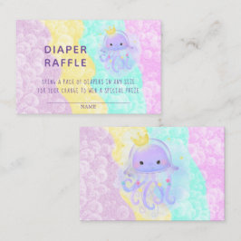 Cute Paarse Princess Jellyfish Diaper Raffle Visitekaartje