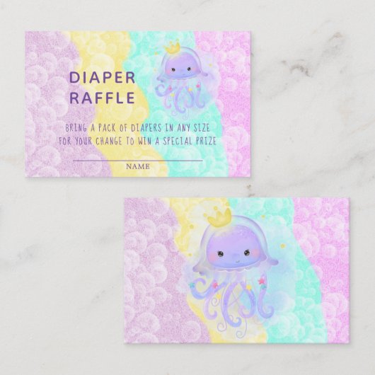 Cute Paarse Princess Jellyfish Diaper Raffle Visitekaartje (Voorkant / Achterkant)