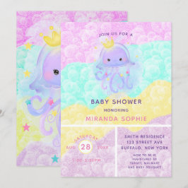 Cute Paarse Princess Jellyfish Girl Baby shower Kaart