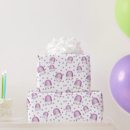 Cute Paarse regenboogBaby shower Cadeaupapier