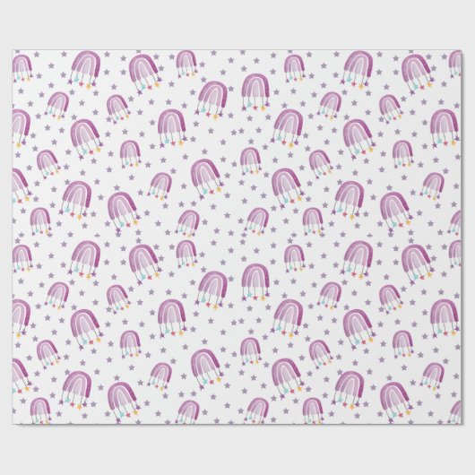 Cute Paarse regenboogBaby shower Cadeaupapier (Vlak)
