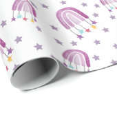 Cute Paarse regenboogBaby shower Cadeaupapier (Rol Hoek)