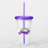 Cute Paarse regenboogmonogram Girly Acryl Drinkbeker (Voorkant)