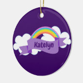 Cute Paarse regenboogmonogram Girly Keramisch Ornament (Links)