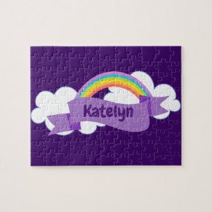 Cute Paarse regenboogmonogram Girly Legpuzzel