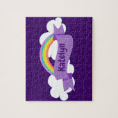 Cute Paarse regenboogmonogram Girly Legpuzzel (Verticaal)