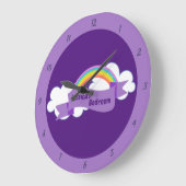 Cute Paarse regenboogmonogram Meisjes Bedroom Grote Klok (Hoek)