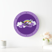 Cute Paarse regenboogmonogram Meisjes Bedroom Grote Klok (Huis)