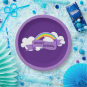 Cute Paarse regenbow Birthday Party Girly Papieren Bordje (Feest)