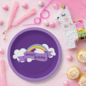 Cute Paarse regenbow Birthday Party Girly Papieren Bordje (Feest)