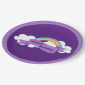 Cute Paarse regenbow Birthday Party Girly Papieren Bordje (Gekanteld)