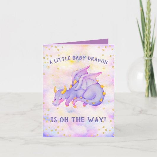 Cute Paarse roze dragon Girl Baby shower (Voorkant)