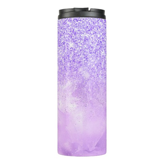 Cute paarse roze glitter verjaardagsmonogram thermosbeker (Achterkant)