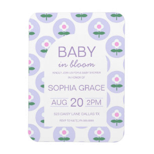 Cute paarse roze madeliefjes bloem Baby Shower Magneet