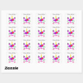 Cute Paarse roze Unicorn Flower Thinking of You Vierkante Sticker (Vel)