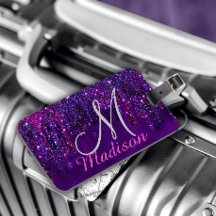 Cute Paarse roze Unicorn Glitter Driemonogram