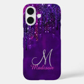 Cute Paarse roze Unicorn Glitter Driemonogram Case-Mate iPhone Case (Achterkant)