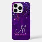 Cute Paarse roze Unicorn Glitter Driemonogram Case-Mate iPhone Case (Achterkant)