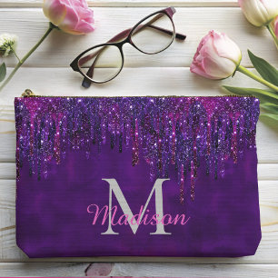 Cute Paarse roze Unicorn Glitter Driemonogram Etui