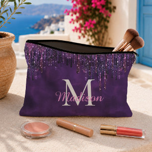 Cute Paarse roze Unicorn Glitter Driemonogram Etui