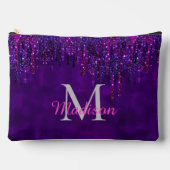 Cute Paarse roze Unicorn Glitter Driemonogram Etui (Voorkant)
