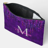 Cute Paarse roze Unicorn Glitter Driemonogram Etui (Open)