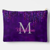 Cute Paarse roze Unicorn Glitter Driemonogram Etui (Achterkant)