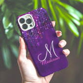Cute Paarse roze Unicorn Glitter Driemonogram iPhone Hoesje