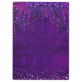 Cute Paarse roze Unicorn Glitter Driemonogram Klembord (Achterkant)