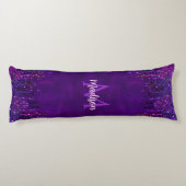 Cute Paarse roze Unicorn Glitter Driemonogram Lichaamskussen (Achterkant)