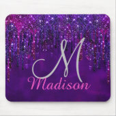 Cute Paarse roze Unicorn Glitter Driemonogram Muismat (Voorkant)