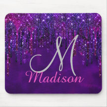 Cute Paarse roze Unicorn Glitter Driemonogram