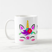 Cute Paarse roze Unicorn Red Flower Personated Koffiemok (Links)