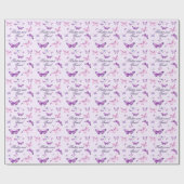 Cute Paarse Roze Vlinder Kinderen Verjaardag  Cadeaupapier (Vlak)