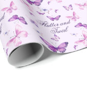 Cute Paarse Roze Vlinder Kinderen Verjaardag  Cadeaupapier (Rol Hoek)