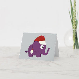 Cute Paarse Santa Elephant Feestdagen Kaart