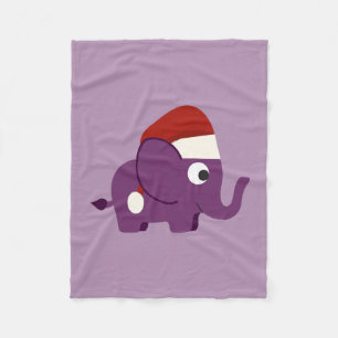 Cute Paarse Santa Elephant Fleece Deken