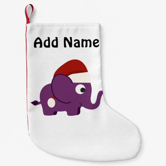 Cute Paarse Santa Elephant Kleine Kerstsok (Voorkant)