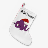 Cute Paarse Santa Elephant Kleine Kerstsok (Voorkant (Hangend))