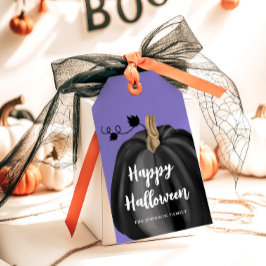 Cute Paarse Script Pumpkin Halloween Cadeaulabel