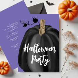 Cute Paarse Script Pumpkin Halloween Party Kaart