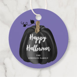 Cute Paarse Script Pumpkin Happy Halloween Bedankjes Labels