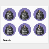 Cute Paarse Script Pumpkin Happy Halloween Ronde Sticker (Vel)