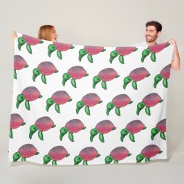 Cute Paarse Shell Zee Turtle Fleece Deken