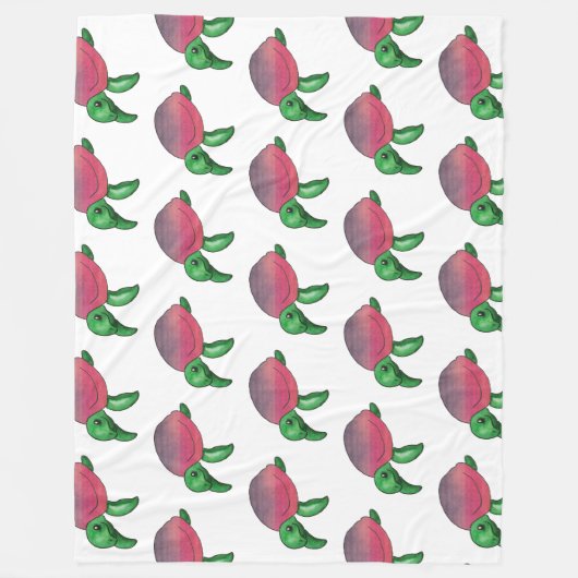 Cute Paarse Shell Zee Turtle Fleece Deken (Voorkant)