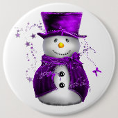 Cute Paarse Snowman-kerstButton Ronde Button 6,0 Cm (Voorkant)