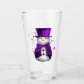 Cute Paarse Snowman Kerstmis Glas (Voorkant)