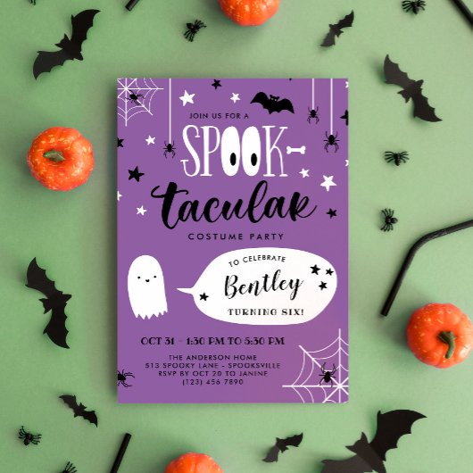 Cute Paarse Spooktacular Kinder Halloween Birthday Kaart