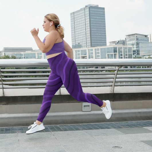 Cute Paarse Streep Gym Yoga Dames Strakke Leggings