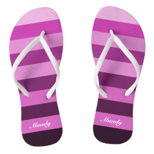 Cute Paarse Strepen Patroon Naam Teenslippers